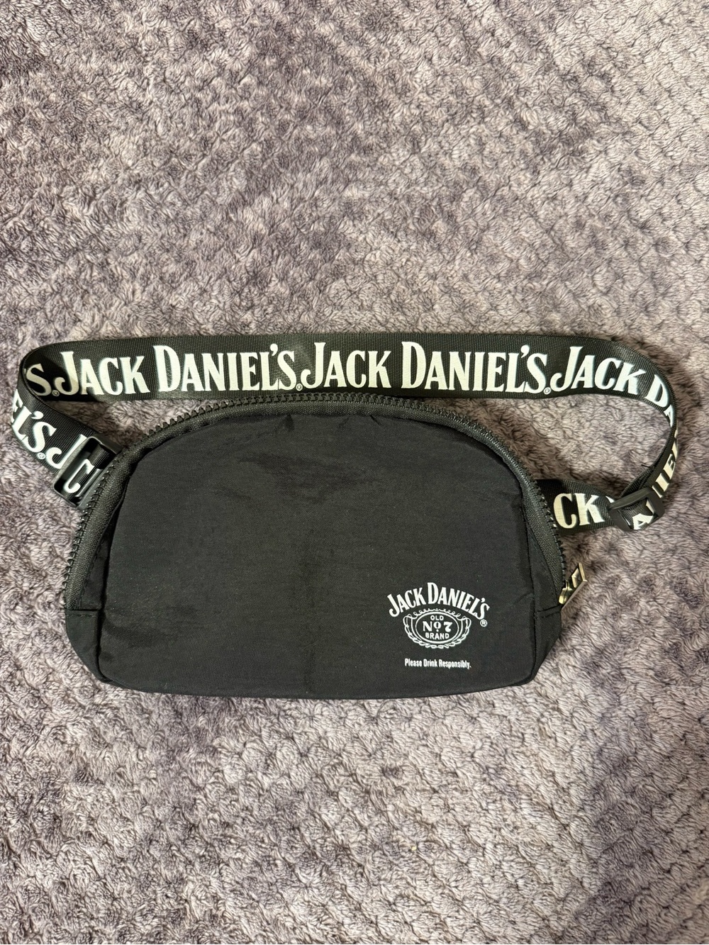 Jack Daniels Black Crossbody Bag with Logo Strap